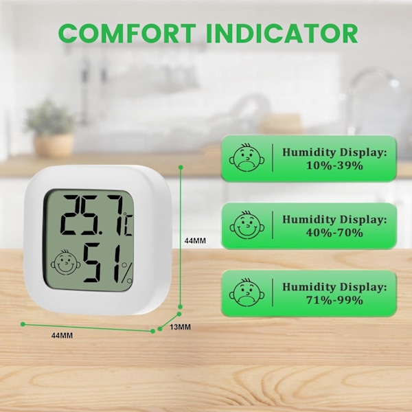 （Vit）Mini LCD Digital inomhus termometer hygrometer 4 st termo hygrometer komfortnivåindikator hög precision port