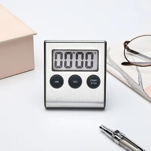 Køkken Timer, Digital Køkken Timer, Magnetisk Nedtælling, Stål K