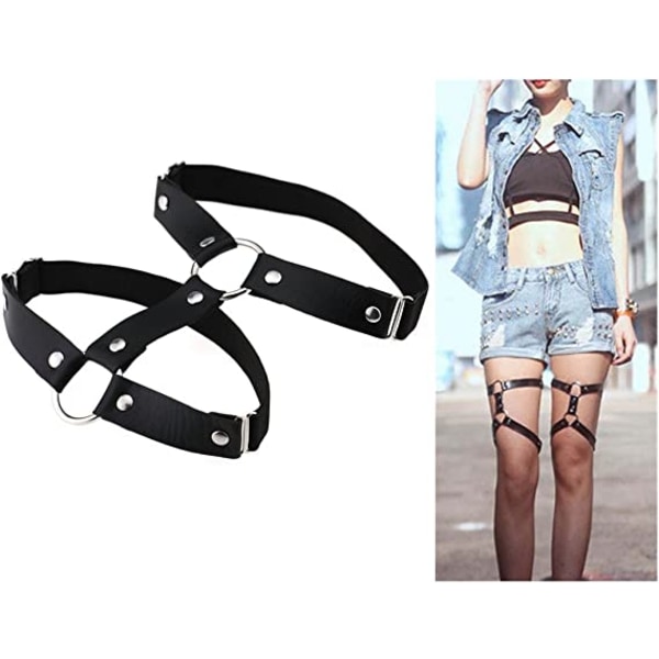 2 stk justerbare rader skinnbensel garterbelte punk gotisk