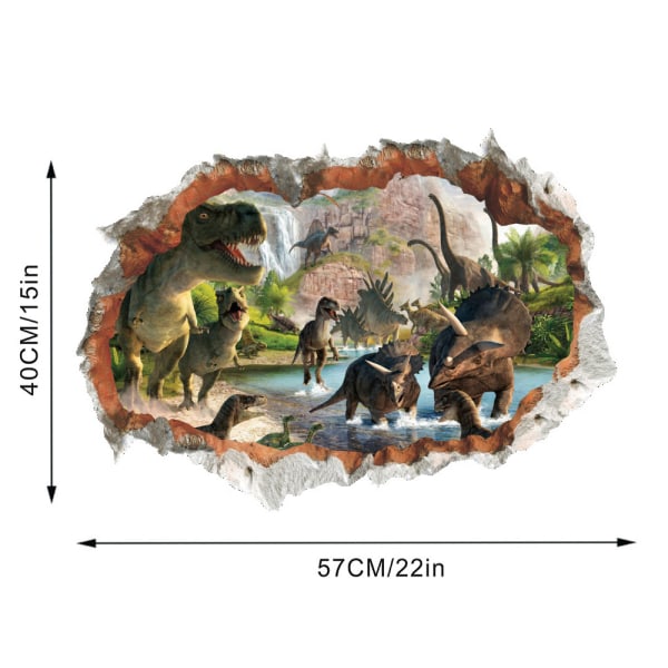 Et stykke 40×60CM Dinosaurs on the River Wall Stickers 3D Mirror