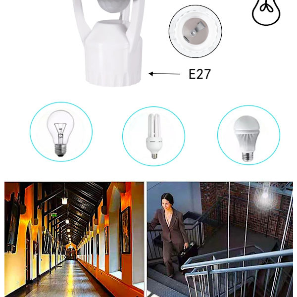 360 graders PIR Human Induction Motion Sensor LED nattlampa