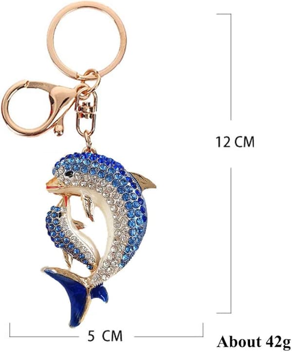 Sød diamant delfin nøgleringe, dyr vedhæng ocean charme nøgle Ch