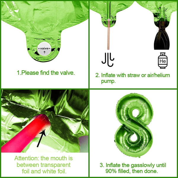 4 vuoden syntymäpäivän dino-ilmapallot, 100 cm 4 jättiläismäistä numeropalloa, Bi