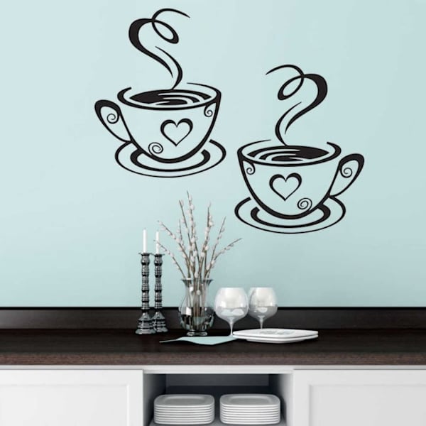 Kaffe Kop Design Vægklistermærker Hjem Dekaler Køkken Restaurant D
