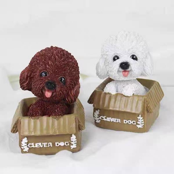 2 stk. Rystende Hoved Hunde Dekoration Bobble-Head Legetøj til Bil Interiør Da