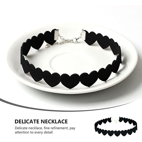 Kvinde Kærlighed Choker Ring (Sort), Ruskind Hjerte Choker Ring Gotisk P