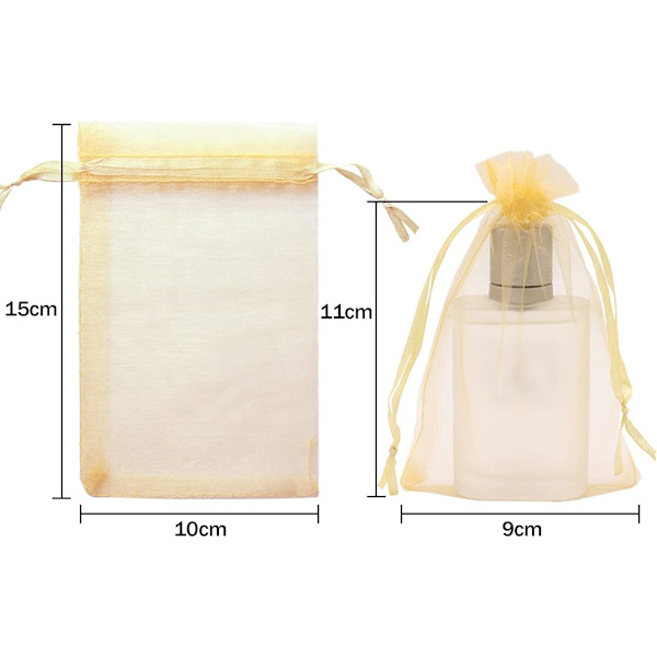 100 kpl 10x15cm organza-pussi (kulta), organza-pussit, korujen käärepaperi