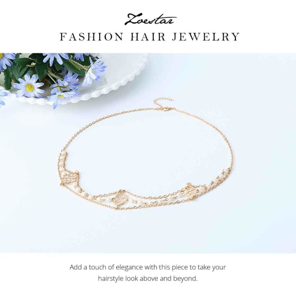 Bohemian Head Chain with Gold Beads Hair Jewelry for Festival Pro