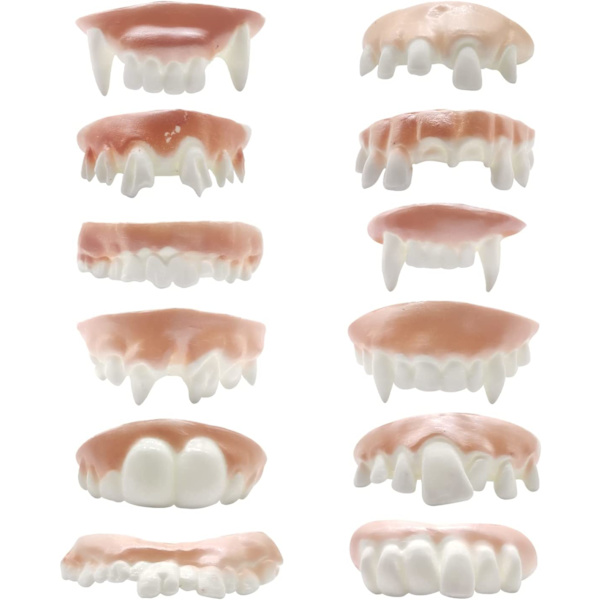 2 stk. Retractable Halloween Vampyr Fang, Genanvendelige Gebisser med