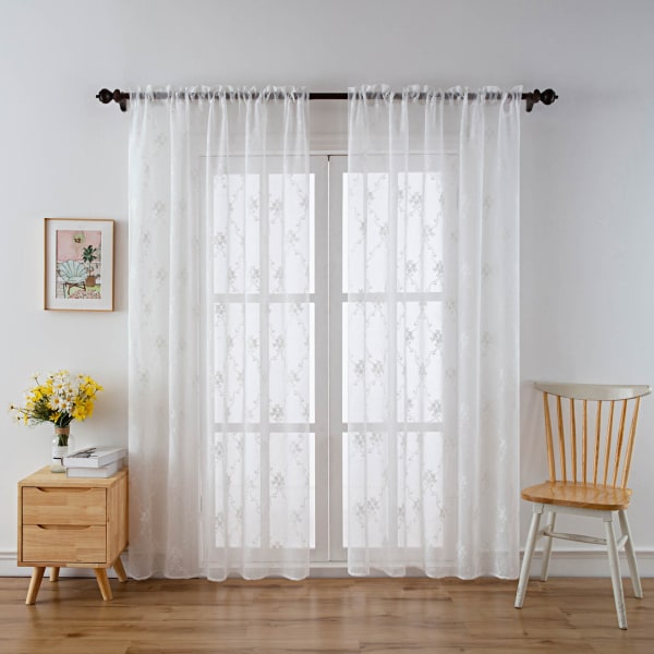 Hvid（132*114） Divider Door Curtain Voile - Ekstra Lang Voile Cur