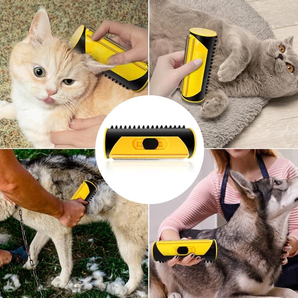 Pet Dematting Comb, Pet Undercoat Rake Double Sided Blade Comb