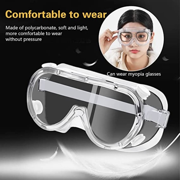 2 par sikkerhedsbriller Gennemsigtige beskyttelsesbriller med en