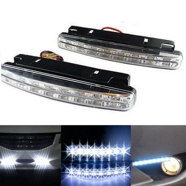 2pcs 8-LED Daytime Lights Car DRL Fog Lamp Bulb Super Bright Wat