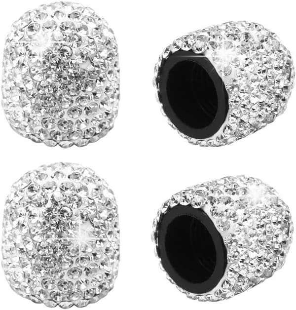 4-pak Bling ventilhetter, glitrende hvite håndlagde krystall R