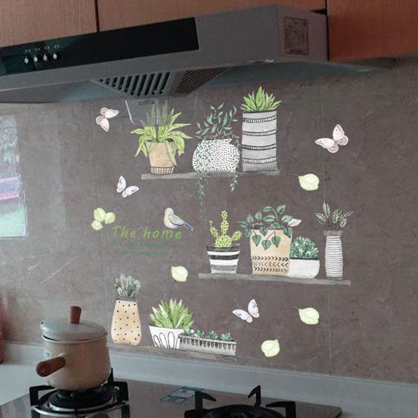 Fjernet væg(30*90CM) klistermærke akvarel grønne planter klistermærke