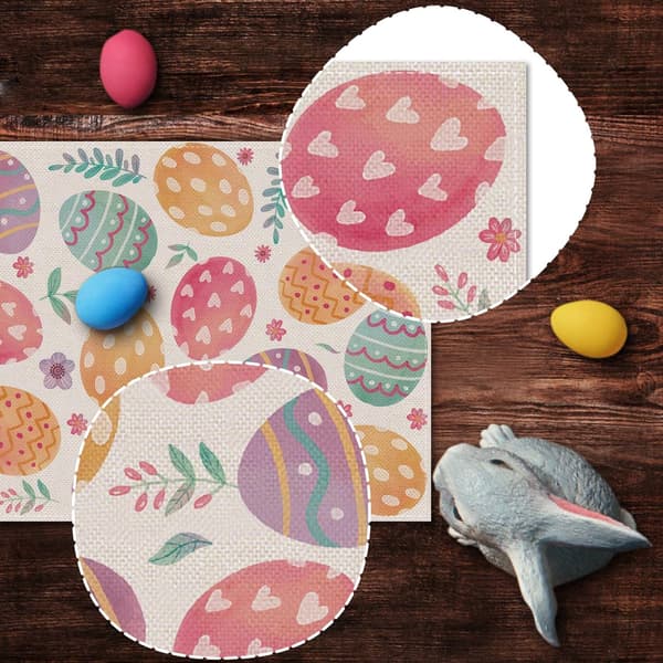 Linen Happy Easter Bordløper Vår Påskeegg Dekor (13\" x 72\")