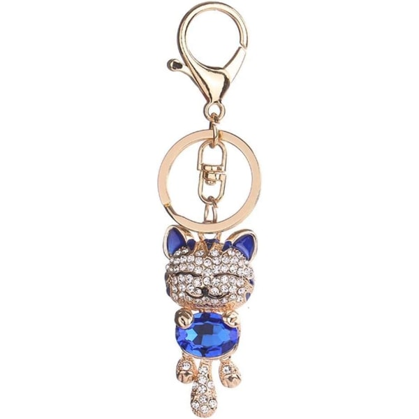 Lovely Cat Rhinestone Keychain Nøkkelringer Girls Bag Crystal Pend
