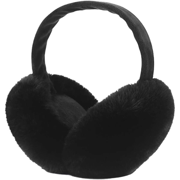 black - Plush earmuffs for women, cute foldable earmuffs for wom