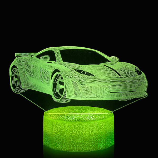 Trevlig drömsportbil nattlampa för barn, 3D Led Illusion Lampa