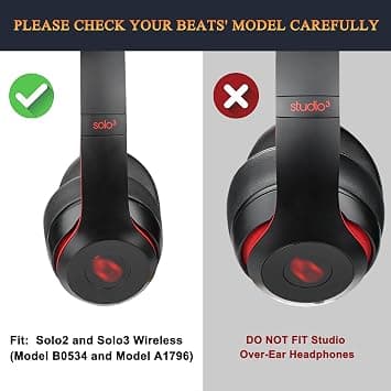 2 stk. (sorte) Ørepuder Udskiftning til Beats Solo 2 & Solo
