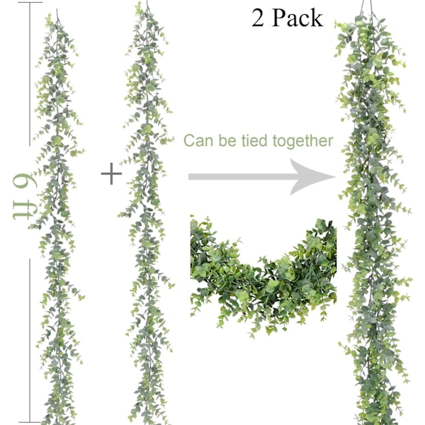 2 stk. Kunstig Eucalyptus Girlande Eucalyptus Blade Vinstokke H