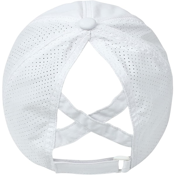 Dame Criss Cross Ponytail Baseball Cap Justerbar Høj Mes white