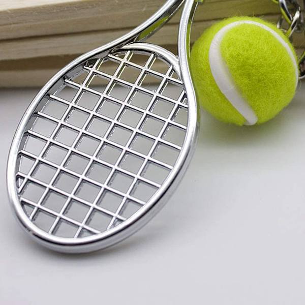 2 stk. Grønn Tennis Racket Nøkkelring, Metall Nøkkelring Kreativ Nøkkelring