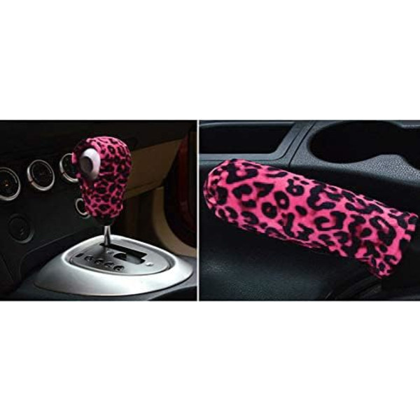 3 i 1 Mjuk Leopard Bilinredning (Röd), Handbromsskydd, Gungbrädeskydd