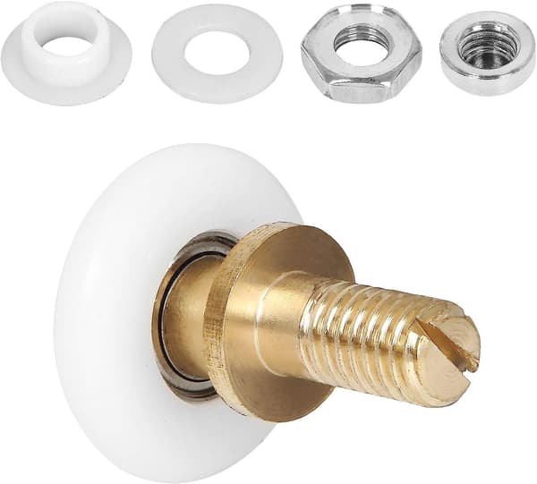Sett med 12 dusjdørruller, 23mm messing dusjskyvedørrull