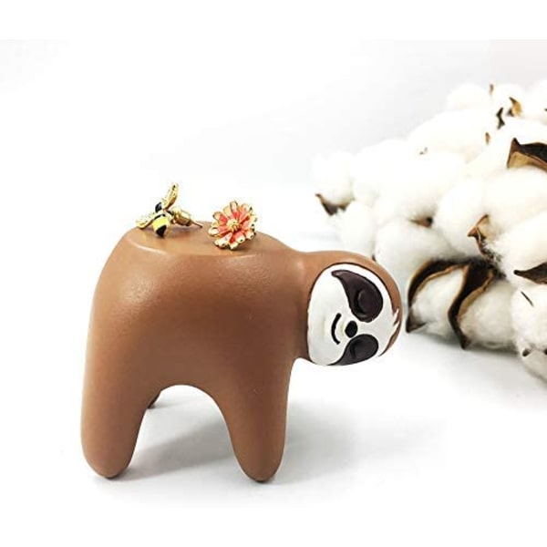 Söt Sloth Ringhållare, Rolig Sloth Art Dekoration Smycken h