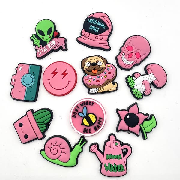 12 stk. 3D træsko sandaler pynt (Pink serie), sko charms, søde
