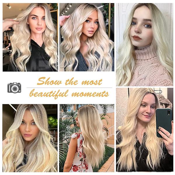 En brun guldgradient 26 tum lång blond peruk för kvinnor Natur