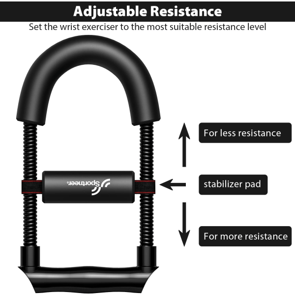 Handledsstödjare, underarmsövning med justerbar spänning för