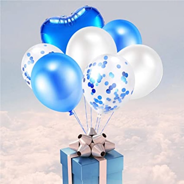Blå ballonsæt, 48 dele sæt farverige konfettiballoner, ri