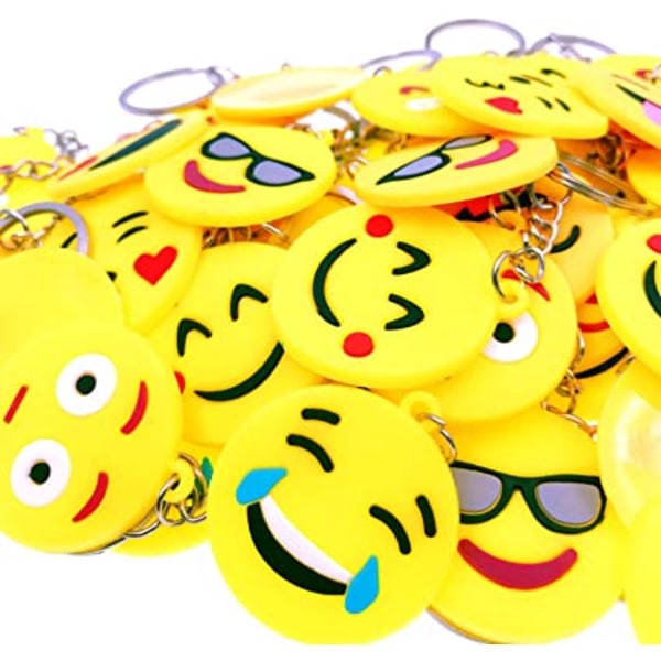 Slumpmässig stil, 45 x Emoji Emoticon Nyckelringar Nyckelringar för barn B