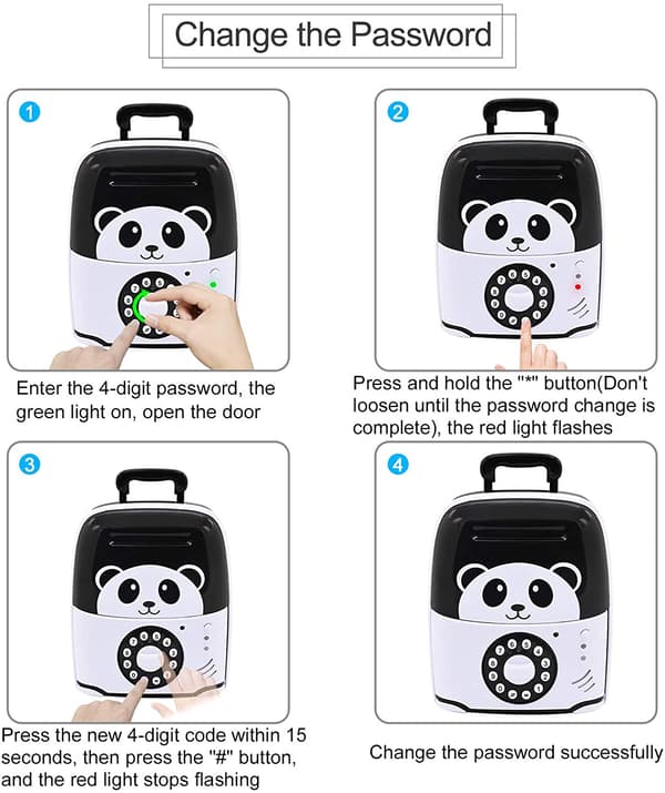 Pengarspargris för barn, pengarskåp som stöder mynt och sedlar, Panda