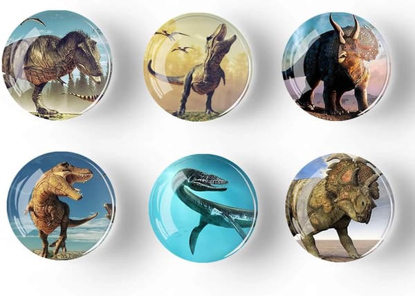 Sett med 12 Glasskjøleskapmagneter - 35 mm (Dinosaur)