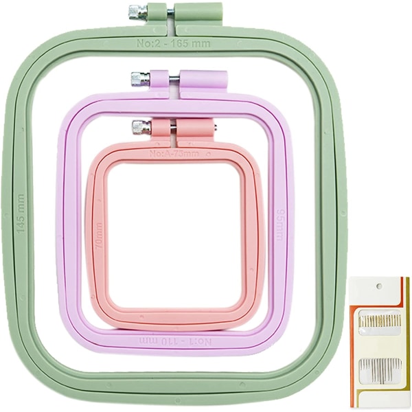 3-pack Rektangulära ABS Broderiram för Korsstygn Praktiskt Set