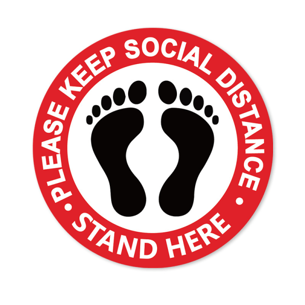 Social Distance Floor Decal Stickers -15 Pack 8" Red Stand Flo