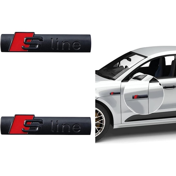 Auton tarra, 2 kpl 3D Sport Emblem S Logo -kirjaimet Auton ulkopinnan tunnusmerkki A3 A4 A5 A6 A7 A8 Q2 Q3 Q4 Q5 Q7 S3 S4 S5 S6 S7 S8 RS TT -sarjaan（B）