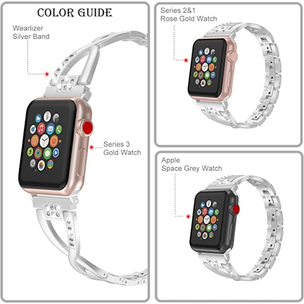 Apple Watch Rem til Bærere - Sølv (ekskl. ure), 38mm 40mm