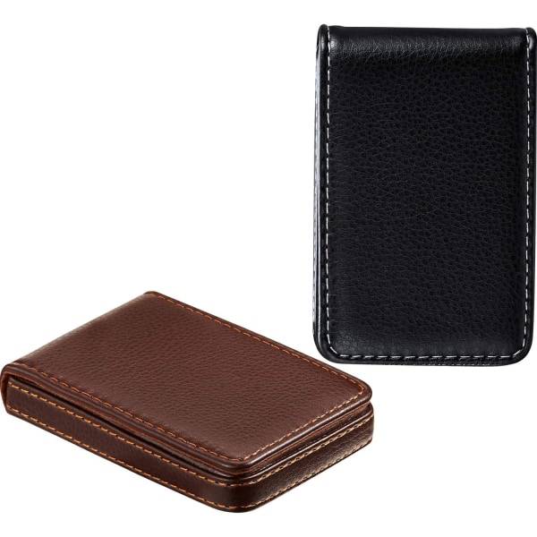 2 stk. Visitkort Holder, Lodret Version PU Læder Busin