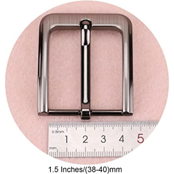 1,5 tommer (38-40 mm) beltespenne, firkantede utskiftere med enkelt stift