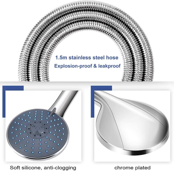 Dusjhode med 1,5 m dusjslange, stor størrelse (15 cm diameter) Ha