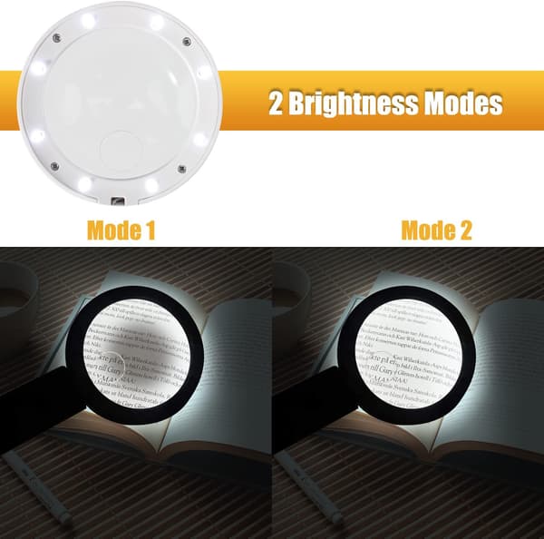 1PC 2 i 1 LED-upplyst förstoringsglas, 5X/11X förstoring