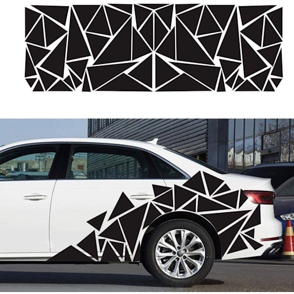1 stk. Universal Blank Sort Selvklæbende Trekant Grafik Sticker Mærkat til Bil Side Karosseri