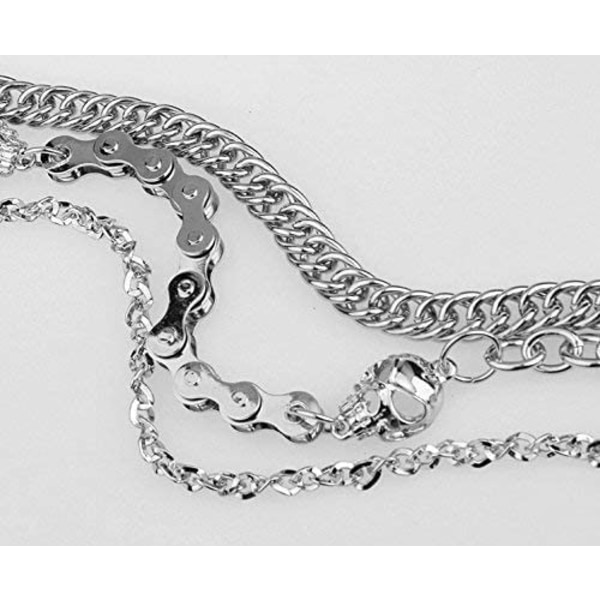 Biker Skull Wallet Chain Punk Män Cool Skull Punk Byxor Lång W