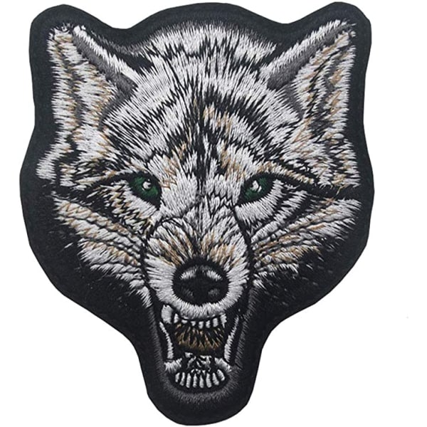 Taktisk brølende ulvehoved broderet patch, broderet med dyr