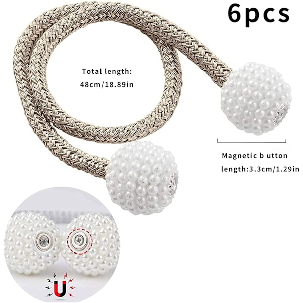 Magnetiska gardinuppsättningar, 6 stycken gardinuppsättningar, magnet