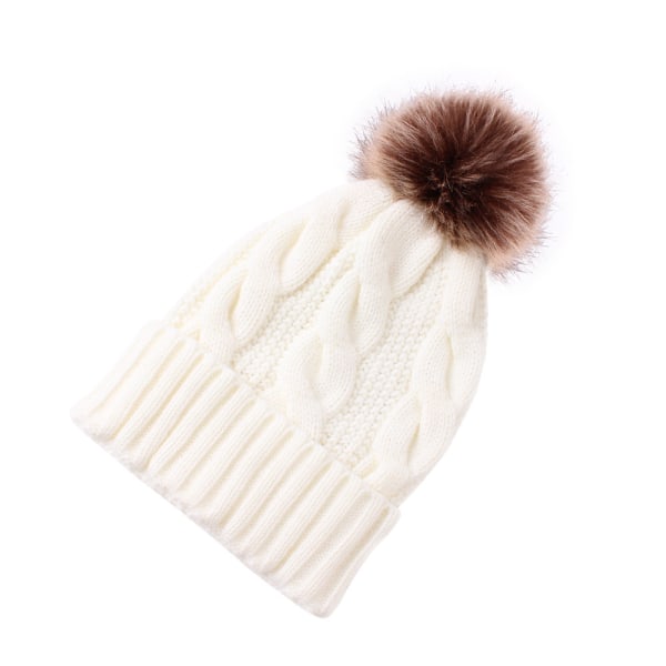 naisten neulottu hattu lämmin paksu cap (valkoinen)